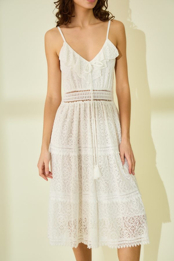 Witte Ibiza driekwart kant jurk -Eselle bestellen - BK Leder