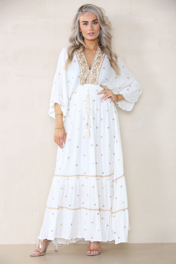 Lange Witte Boho Jurk – Maryna bestellen - BK Leder