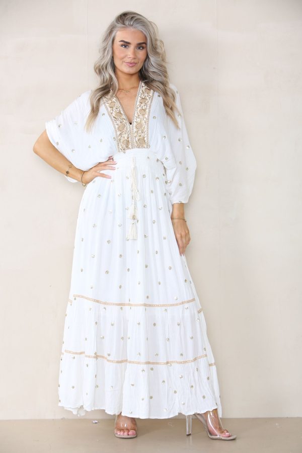 Lange Witte Boho Jurk – Maryna bestellen - BK Leder