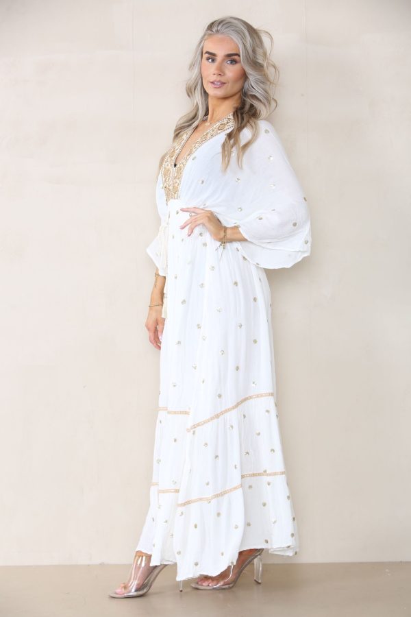 Lange Witte Boho Jurk – Maryna bestellen - BK Leder