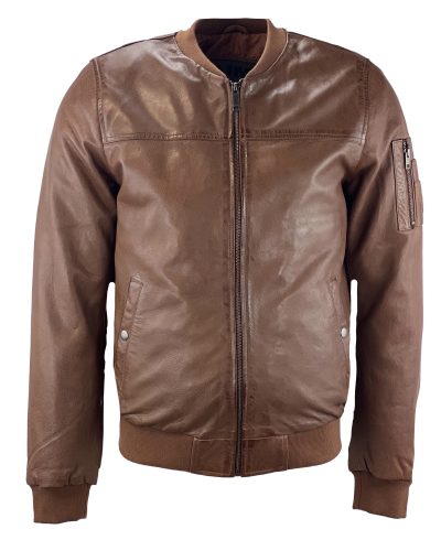 BOMBER LEREN HEREN JAS COGNAC- BASEBALL JACKET-Iglo bestellen - BK Leder