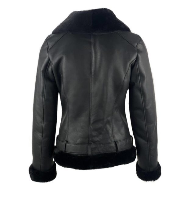 Dames Korte Zwarte Lammy Coat -Castelle bestellen - BK Leder