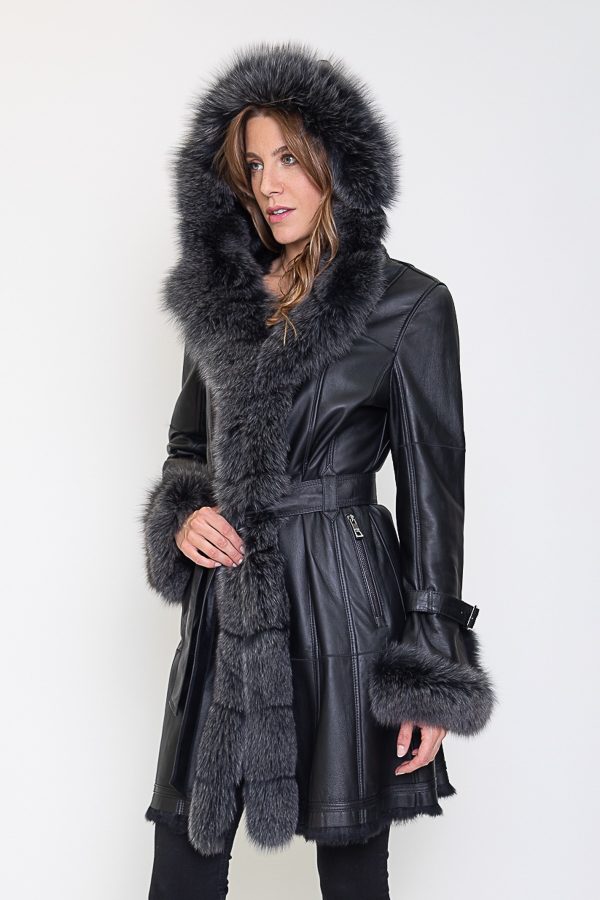 Zwart lange Dames Lammy Coat – Met 100% echt bont-Bonita bestellen - BK Leder