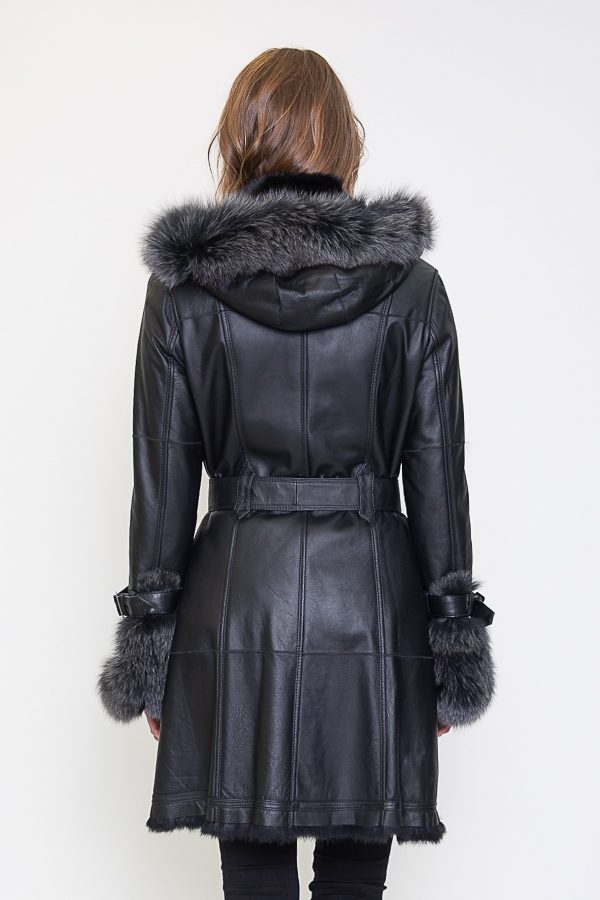 Zwart lange Dames Lammy Coat – Met 100% echt bont-Bonita bestellen - BK Leder