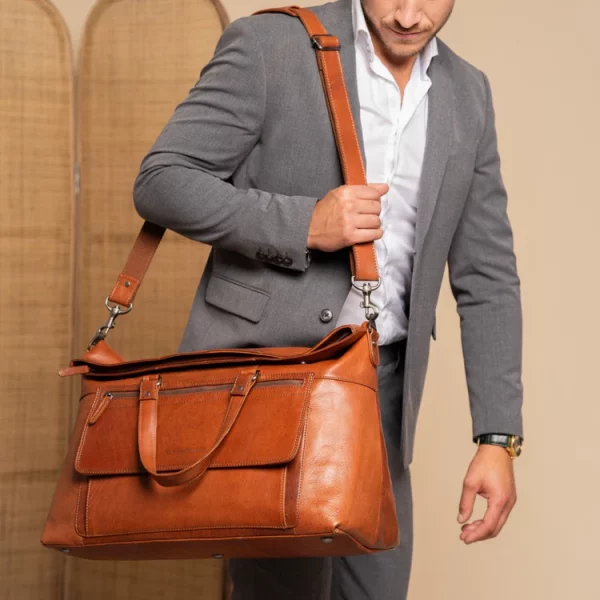 Chesterfield Leren Weekendtas Cognac – Lazio bestellen - BK Leder