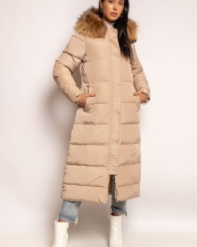 Dames lange beige winterjas -Dakata