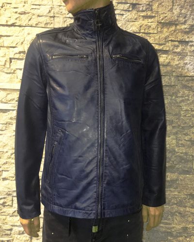 Blauw Heren Leren Parka- Albert