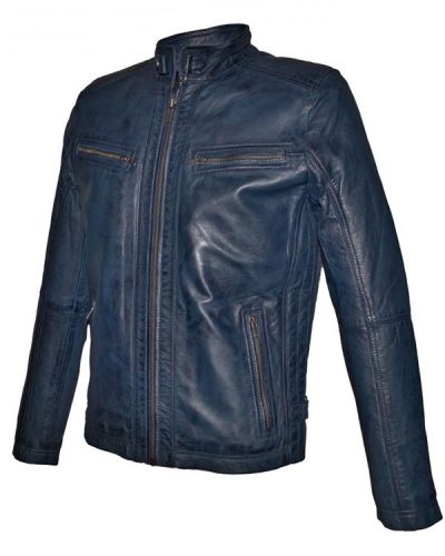 Blauwe Leren heren jas - AIM Onterio - 100% echt leer