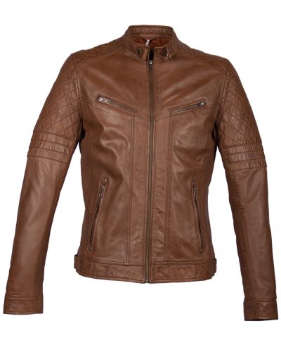 Cognac Leren heren jas – 4074-100% echt leer