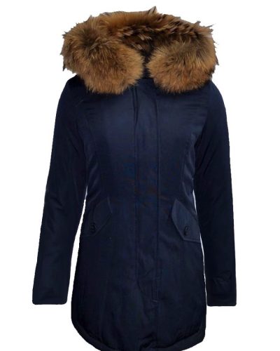 Dames Winterjas – Navy Blauw Canada – Met echte bontkraag bestellen - BK Leder