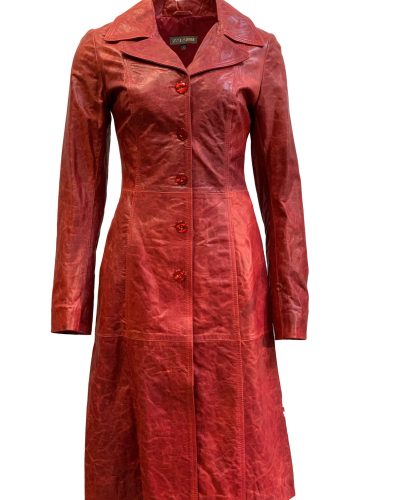 Lange leren dames Rood 100% leder-camela.