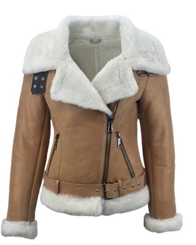 Dames Korte Cognac Lammy Coat -Castelle bestellen - BK Leder