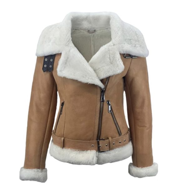 Dames Korte Cognac Lammy Coat -Castelle bestellen - BK Leder