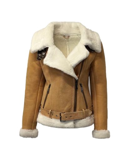 Dames Korte Cognac Lammy Coat -Castelle - bestel bij BK Leder Dames Korte Cognac Lammy Coat -Castelle
