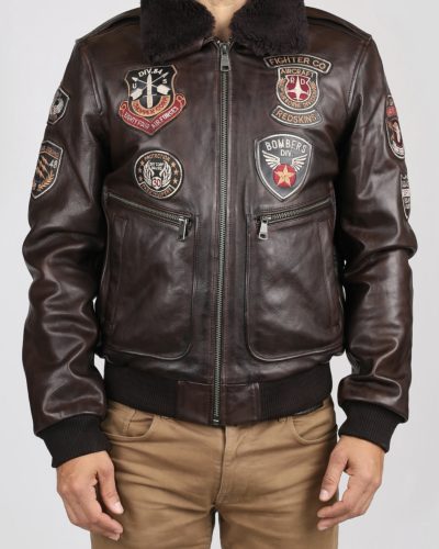 Leren bruine herenjas RedSkins Bomber Pilot jack – Avia Argus – 100% echt leer bestellen - BK Leder