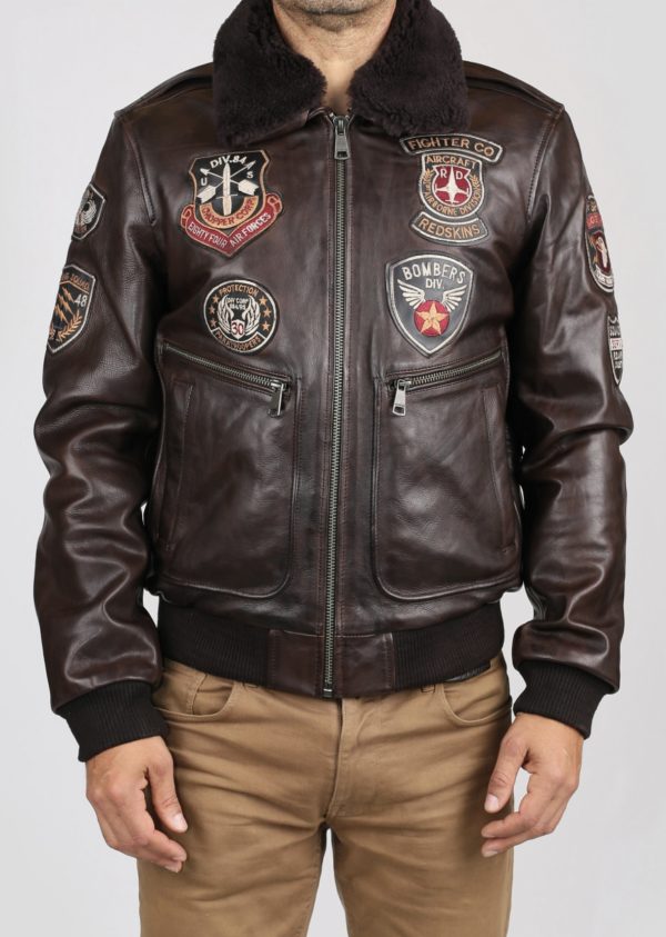 Leren bruine herenjas RedSkins Bomber Pilot jack – Avia Argus – 100% echt leer bestellen - BK Leder