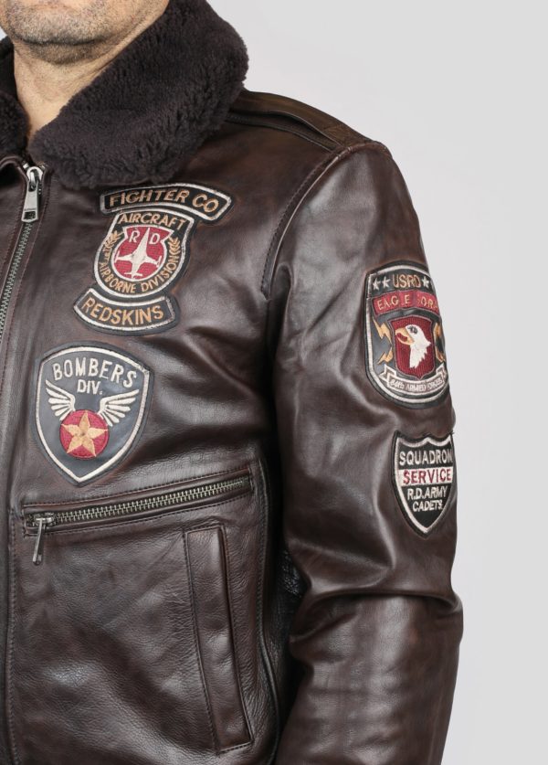 Leren bruine herenjas RedSkins Bomber Pilot jack – Avia Argus – 100% echt leer bestellen - BK Leder