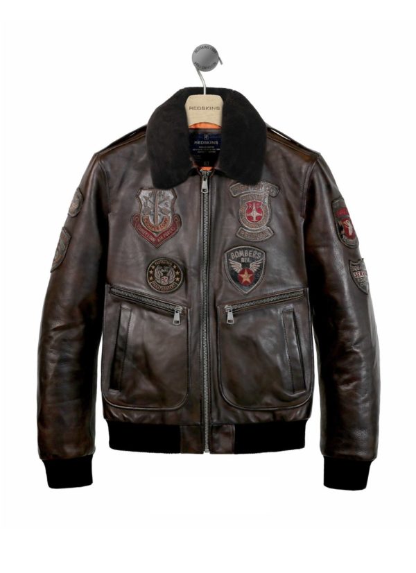 Leren bruine herenjas RedSkins Bomber Pilot jack – Avia Argus – 100% echt leer bestellen - BK Leder