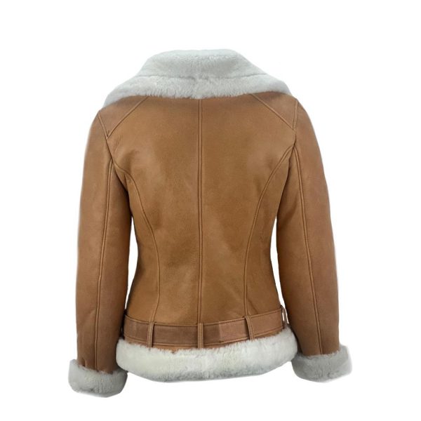 Dames Korte Cognac Lammy Coat -Castelle bestellen - BK Leder