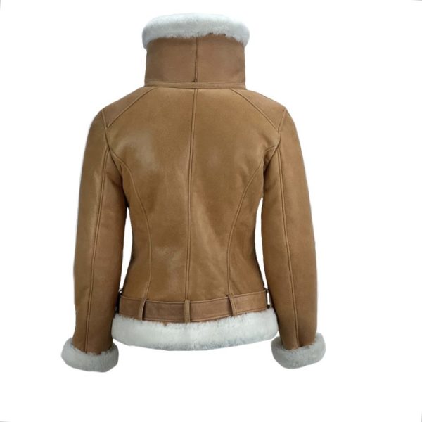 Dames Korte Cognac Lammy Coat -Castelle bestellen - BK Leder