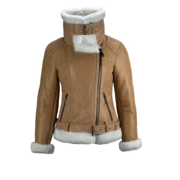 Dames Korte Cognac Lammy Coat -Castelle bestellen - BK Leder