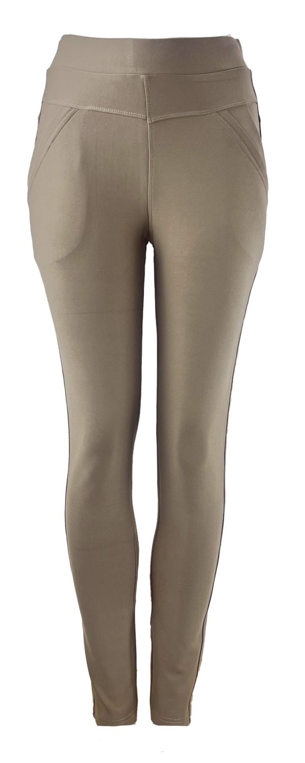 Stretch beige dames broek - Afbeelding 2