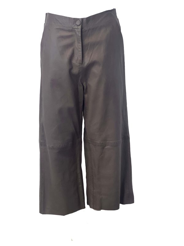 Leren Dames broek dark Taupe - Bonita