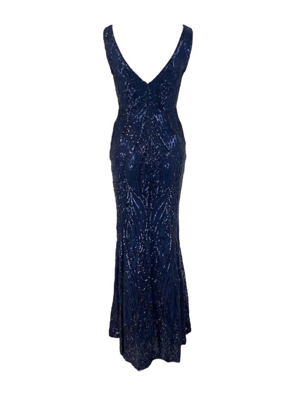 Blauwe lange glitter galajurk -Nikaila - Afbeelding 2