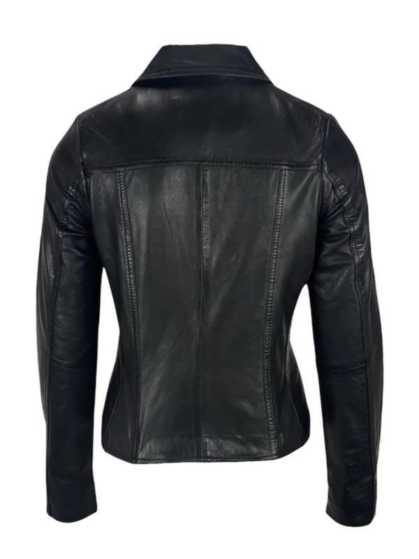 Zwart dames leren jas Vactoria - Afbeelding 2