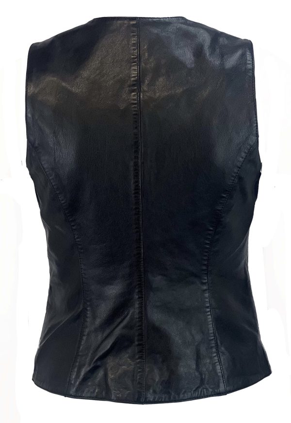 Leren dames gilet zwart-Gileta - Afbeelding 2