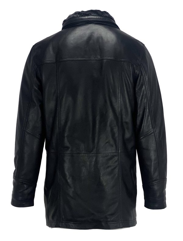 Leren heren parka zwart -kostuum - Afbeelding 5