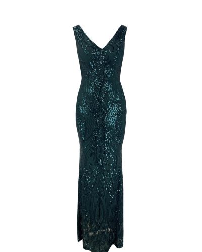 Smaragdgroene galajurk met V-hals – Nikaila - bestel bij BK Leder Smaragdgroene galajurk met V-hals - Nikaila