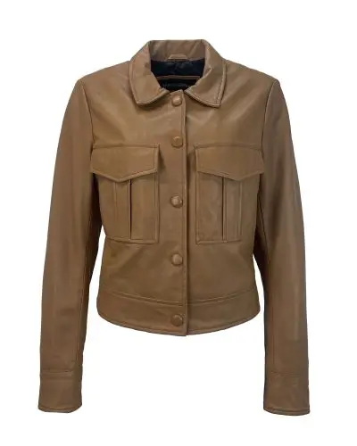 Leren jas dames met recht rits- mina