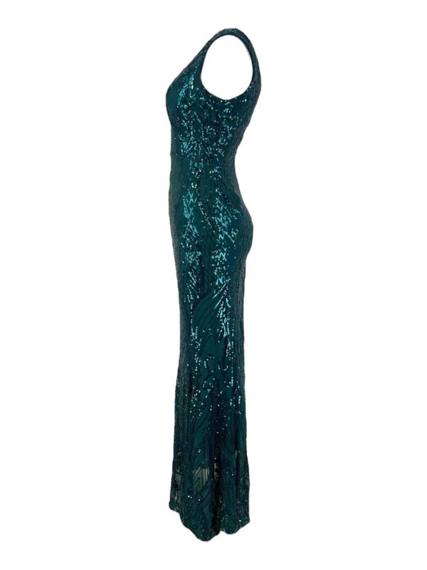 Groene lange glitter galajurk -Nikaila - Afbeelding 2