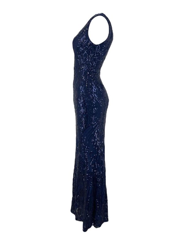Blauwe lange glitter galajurk -Nikaila - Afbeelding 3