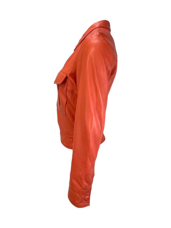 Dames Korte Echte Leren Oranje Leren Jas - Quinn - Afbeelding 2