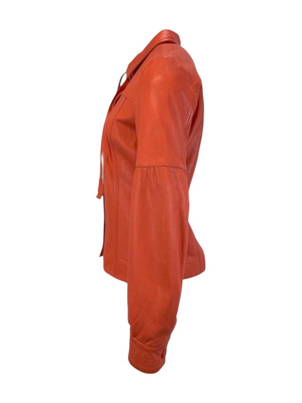 Dames Oranje Leren Blouse - Tatum - Afbeelding 2