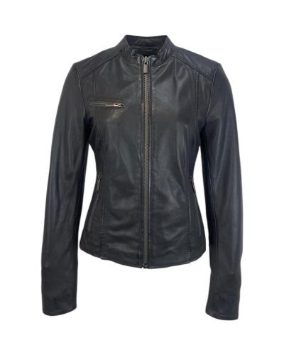 Dames Korte Zwarte Echte Leren Jas - Lotte