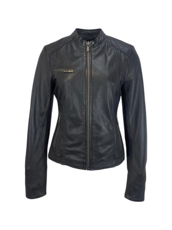 Dames Korte Zwarte Echte Leren Jas - Lotte
