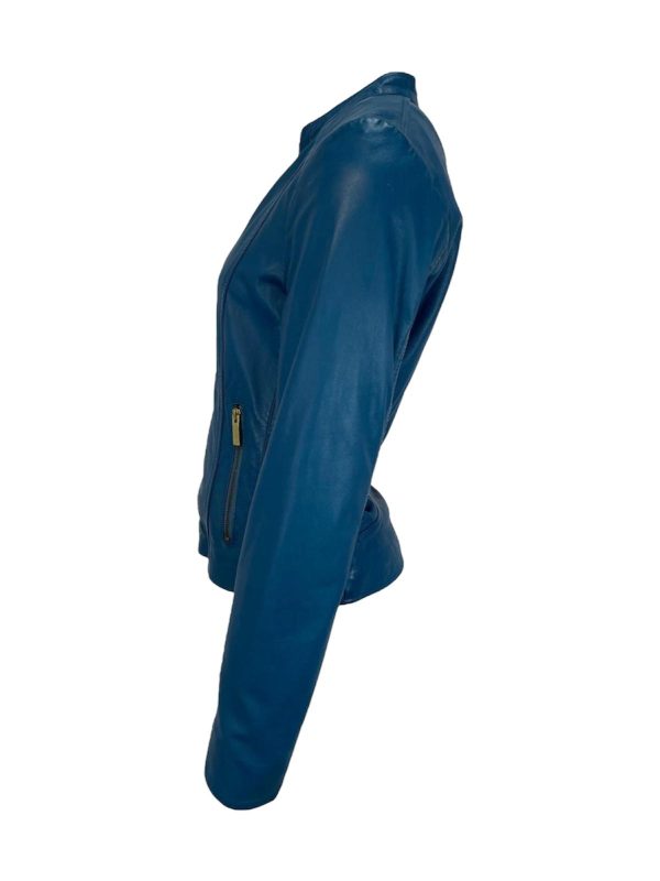 Dames Korte Blauwe Echte Leren Jas - Tiana - Afbeelding 2