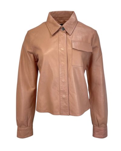 Dames Korte Roze Leren Blouse - Koko