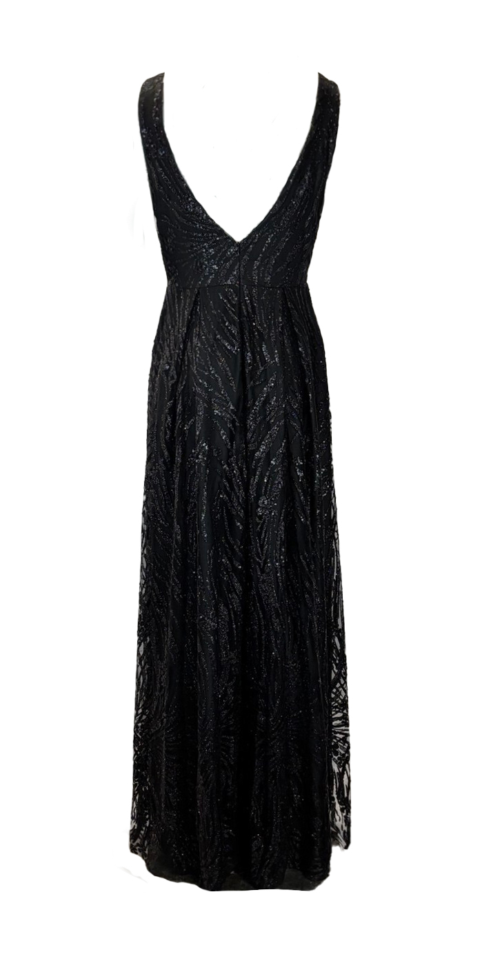 Zwarte glitter galajurk met A-lijn pasvorm – Leilana - bestel bij BK Leder Zwarte glitter galajurk met A-lijn pasvorm - Leilana - Afbeelding 2