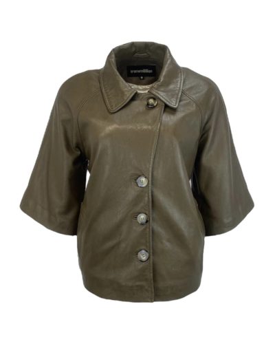 Dames Korte Khaki Echte Leren Jas - Noura