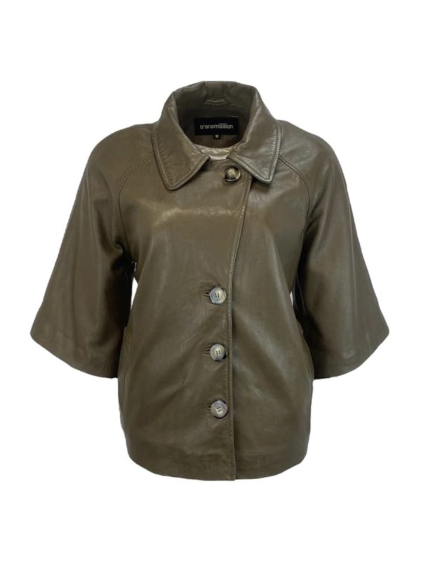 Dames Korte Khaki Echte Leren Jas - Noura