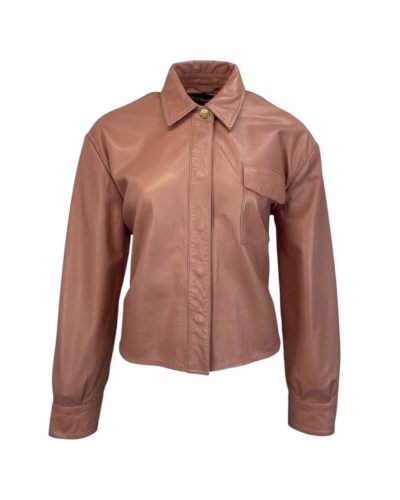 Dames Korte Roze Leren Blouse - Koko