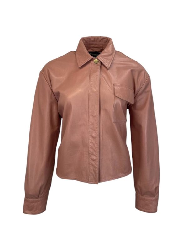 Dames Korte Roze Leren Blouse - Koko