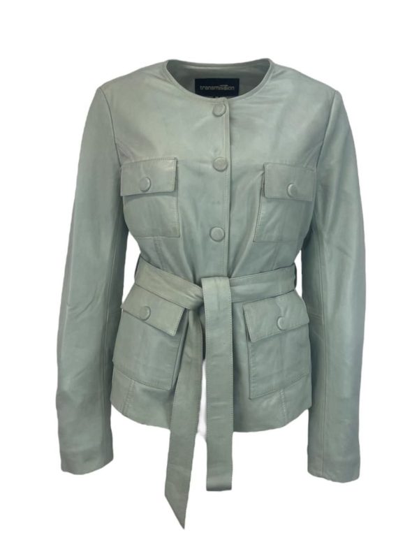 Dames Blauwe Echte Leren Jas - Liya