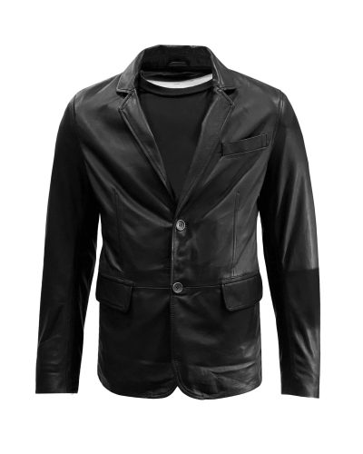 Heren leren jas blazer zwart- Blazero