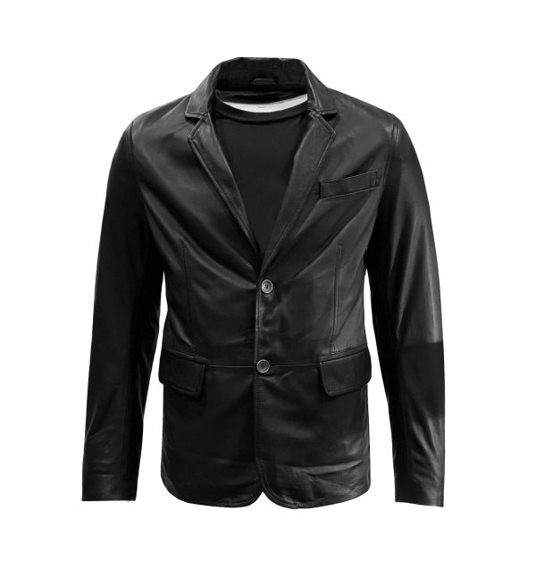 Heren leren jas blazer zwart- Blazero - Afbeelding 2