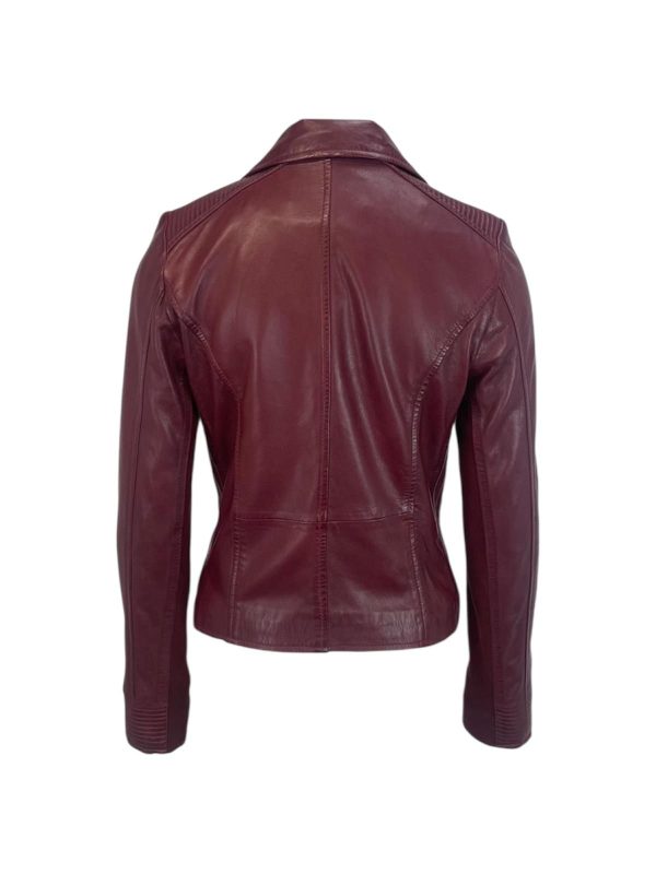 Dames Korte Bordeaux Echte Leren Jas - Rosemary - Afbeelding 3